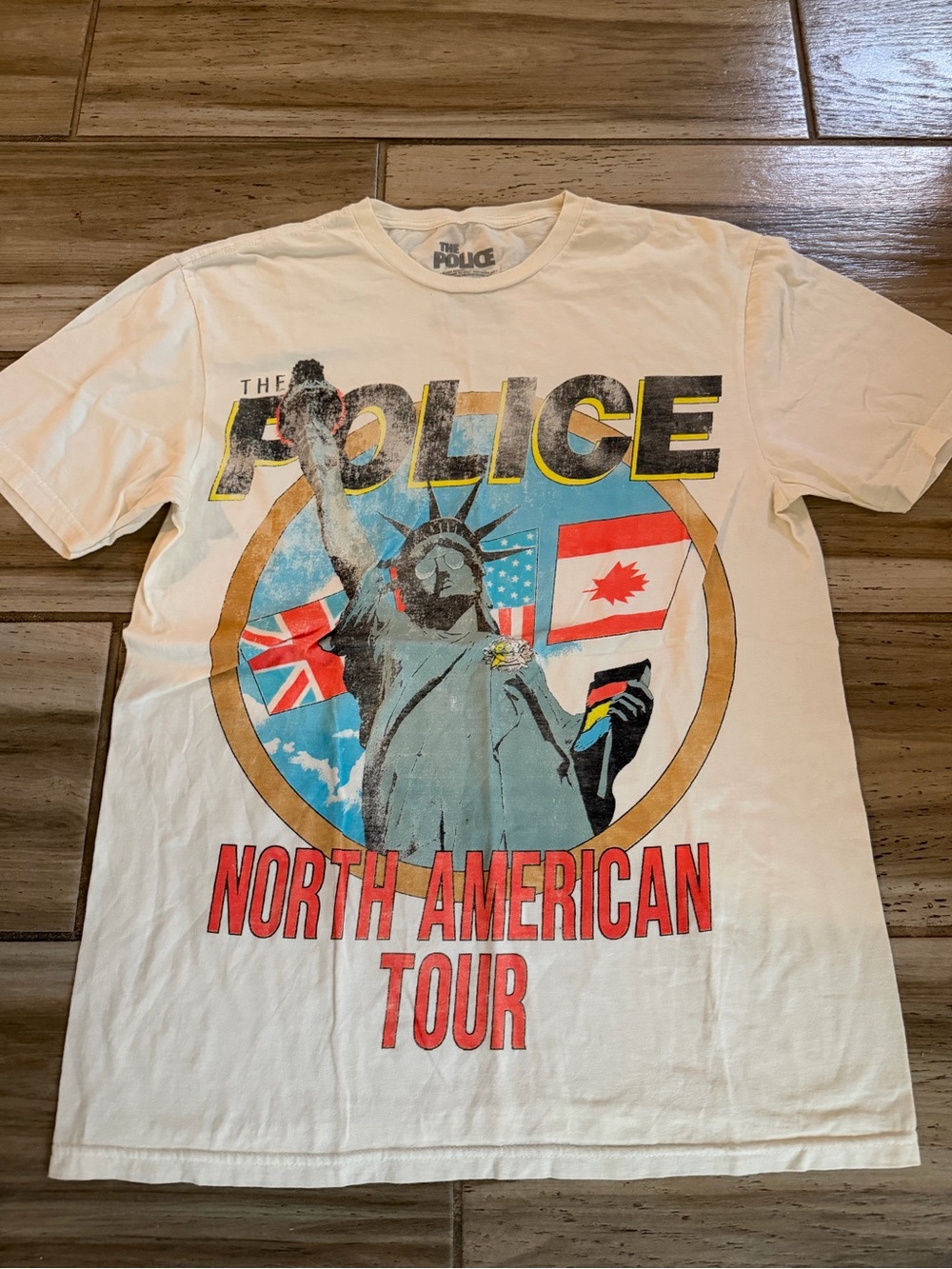 The Police 'North American Tour' Graphic Tee - Cream with Red & Blue